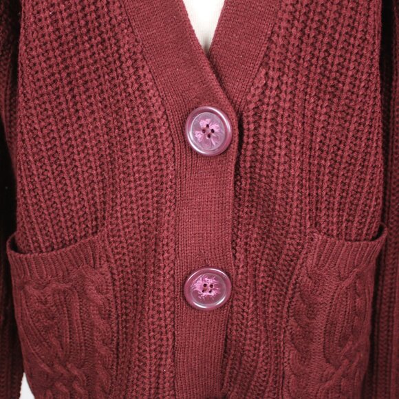 Almost Famous Womens XL Burgundy Knit Cardigan Sweater - Picture 3 of 4